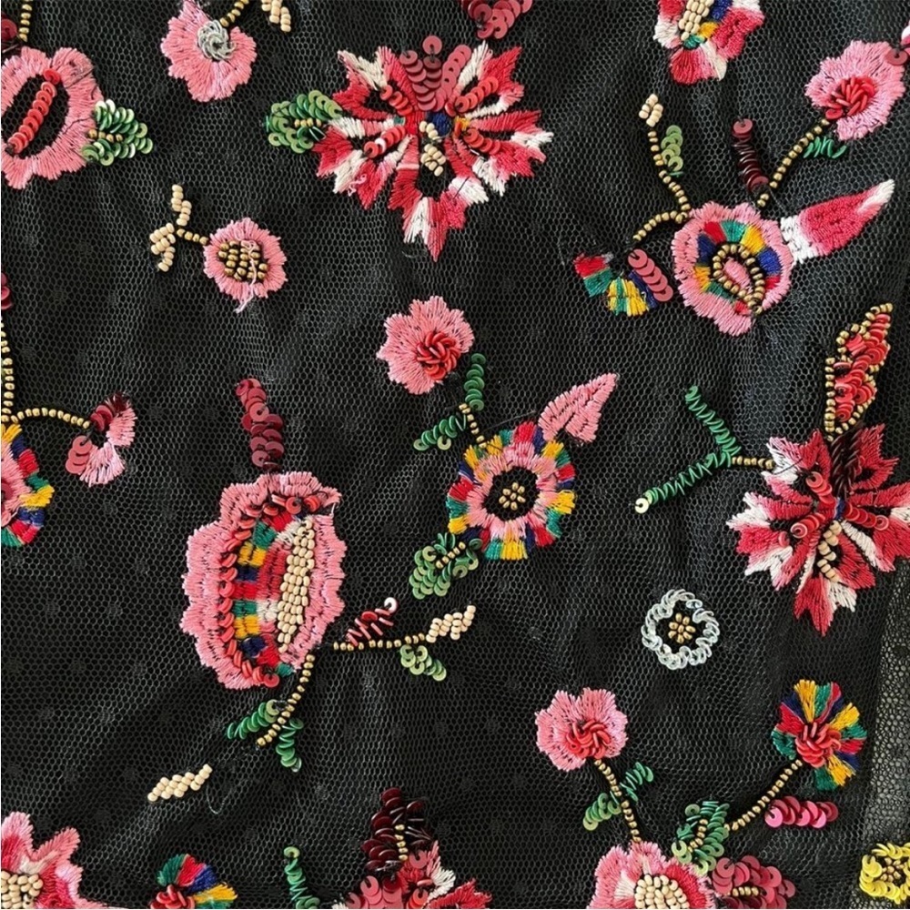 Zara Black Tulle Top Embroidery NWOT - Picture 5 of 5
